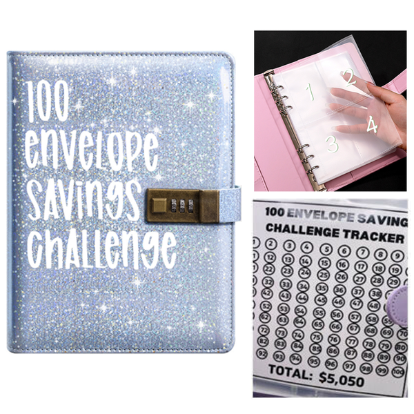 100 Days-Envelope Saving Money Book Budget Savings Challenge Binder with Lock