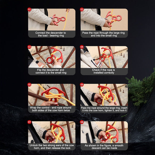 Rock Climbing Carabiner 50KN Descender Rappel Ring Buckle Rigging Belay Device