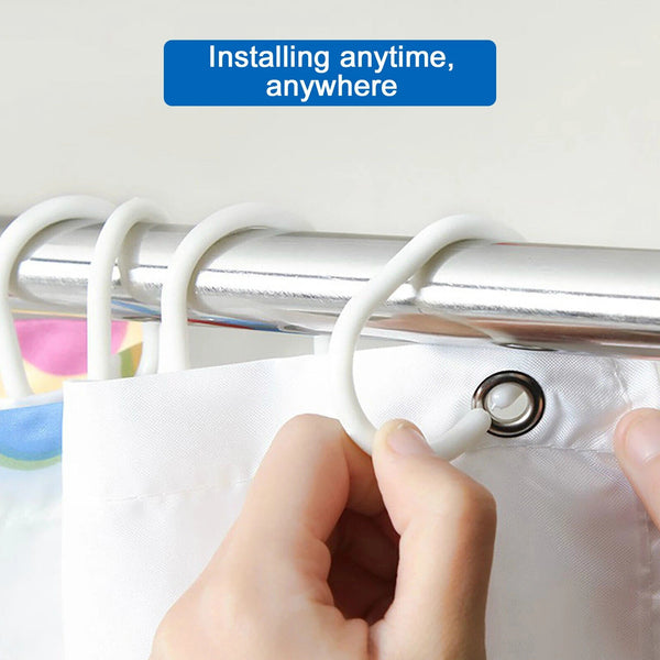 36 pcs Hooks Liner Bathroom Bathroom Shower Curtain White Hooks Rings Plastic AU