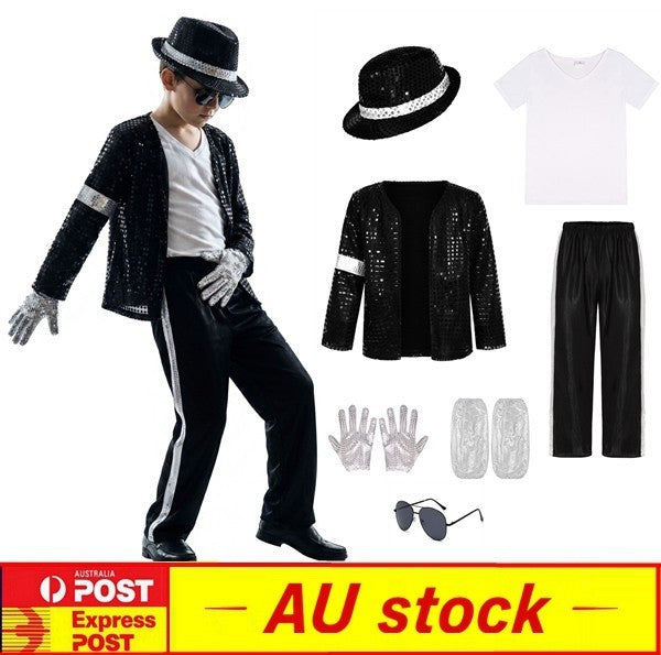 Boys Kids Michael Jackson Cosplay Costume Performance Book Week Halloween Wig