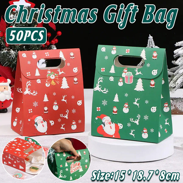 50PCS Christmas Candy Biscuit Packaging Box Small Gift Bag for Baking Hand Treat