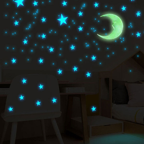 201x Home Wall Glow In The Dark Stars Stickers Set Baby KIDS Decal Luminous Moon
