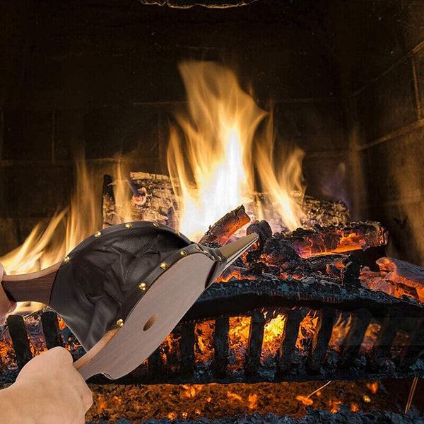 Fireplace Bellows Wooden Air Blower Cast Nozzle Hand Bellow Pump Fire Tool S/M/L