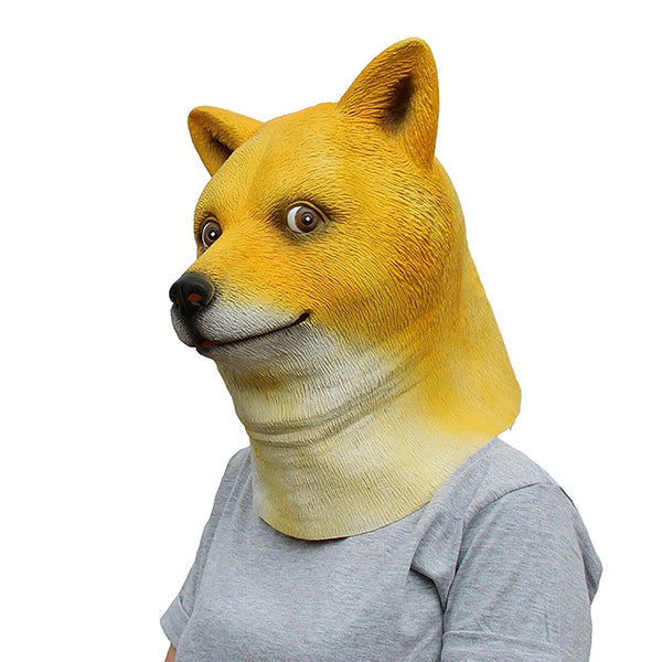 1X Dog Latex Head Mask Creepy Animal Halloween Costume Theater Creepy Party Toys