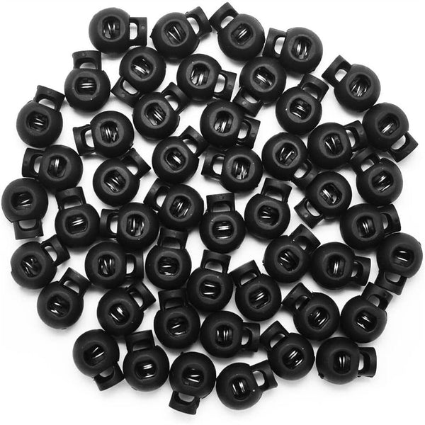 10X Single Double Hole Cord Lock Apparel Clamp Barrel Toggle Stopper Spring Stop