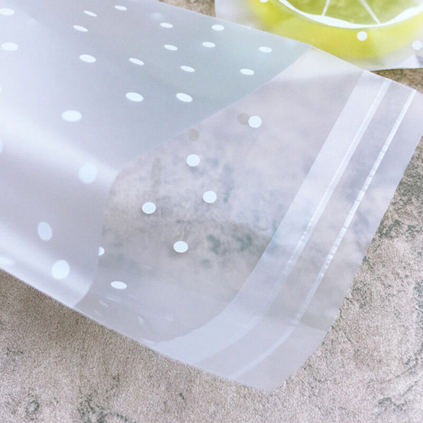 100PCS Clear Dots Self Adhesive Cookie Gift DIY Bag Plastic Candy Wrapping Bags