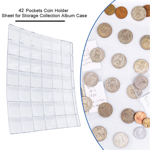 10x 42 Pocket Coin Holder Sheet Storage Page Collection Album Folder Book Sleeve