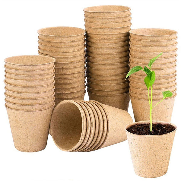 100X Biodegradable Seedling Pots Seed Garden Pots Cardboard Nursery Plant Labels