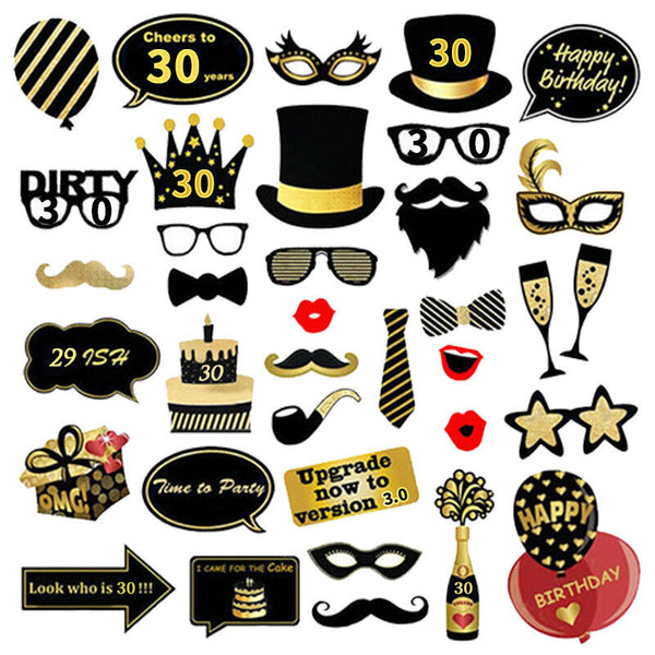 30th Birthday Party Photo Booth Props Sets Decorations Glitter Birthday Party AU