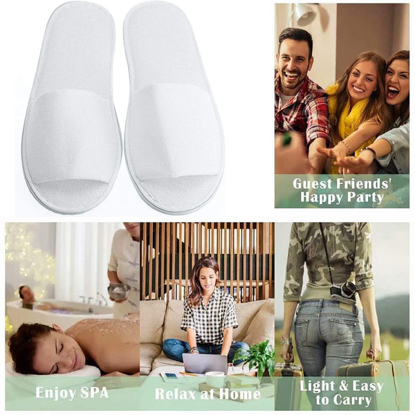 40 pairs SPA Hotel Guest Slippers Towelling Open Toe Disposable Shoes Household