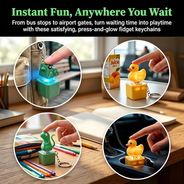 2X Rechargeable Duck Frog Keychain Button with Sound Keyboard Clicker Fidget Toy