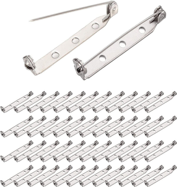 100X 20/32mm Brooch Backs Safety Bar Pins Craft Catch Badge Fasteners Jewellery