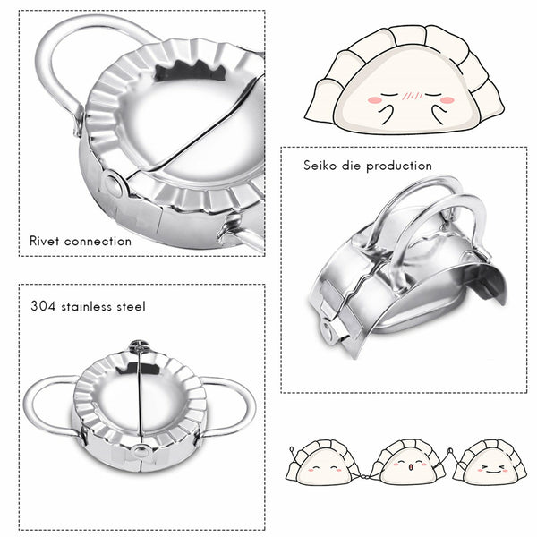 4 Piece Stainless Steel Dumpling Maker Set – Dough Press Mould and Wrapper Cutter Tool