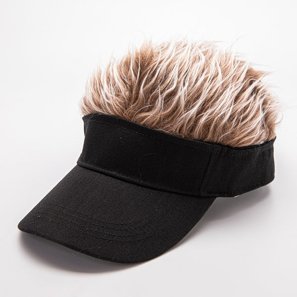 Wig Golf Baseball Cap with Fake Hair Cap Sun Visor Whimsy Fun Toupee Hat Unisex