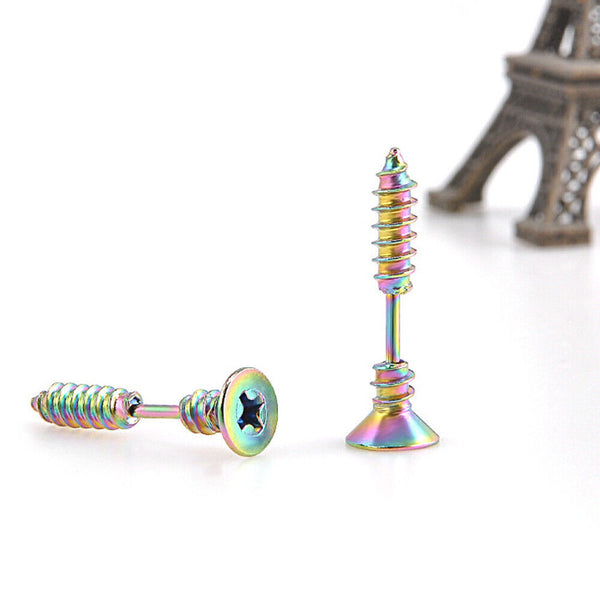 1PC Stainless Steel Women Punk Fashion Men Whole RX Screw Stud Earring Unisex
