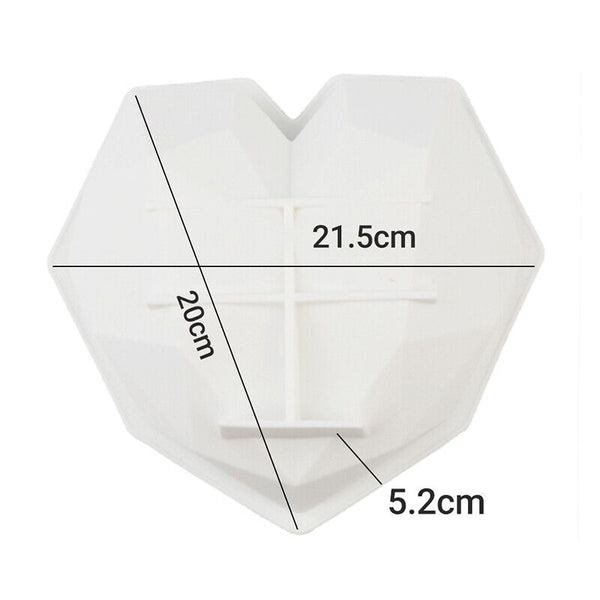 2PCS Large Heart Shape Candy Cake Chocolate Mould 3D Fondant Mold Silicone Craft