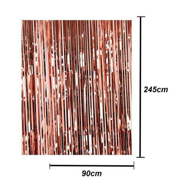 2M Tinsel Curtain Foil Metallic Fringe Backdrop Party Door Decorations Event New