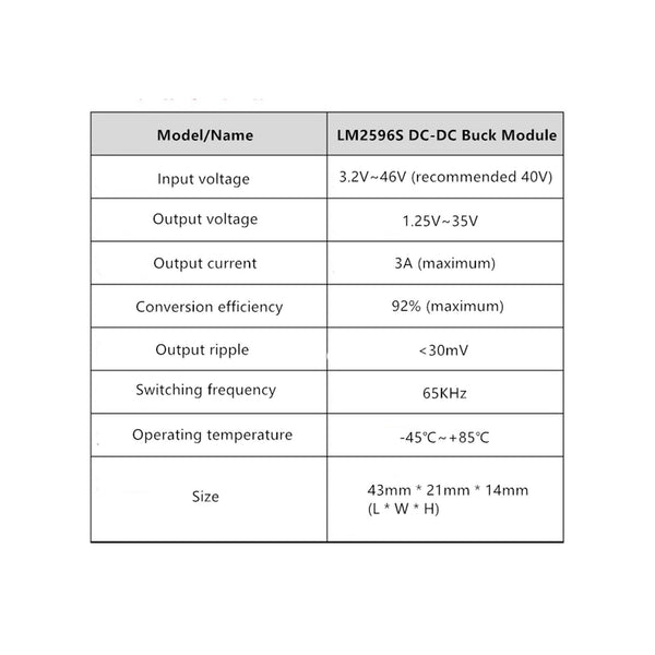 20X LM2596 DC-DC Adjustable Voltage Step Down Buck Converter Module Power Supply