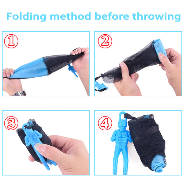 Hand Throwing Mini Soldier Parachute Funny Toy Kid Outdoor Game Play