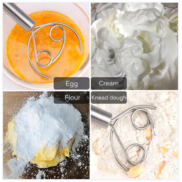 Stainless Steel Dough Whisk Tool Kitchen Manual Baking Flour Egg Mixer Eggbeater
