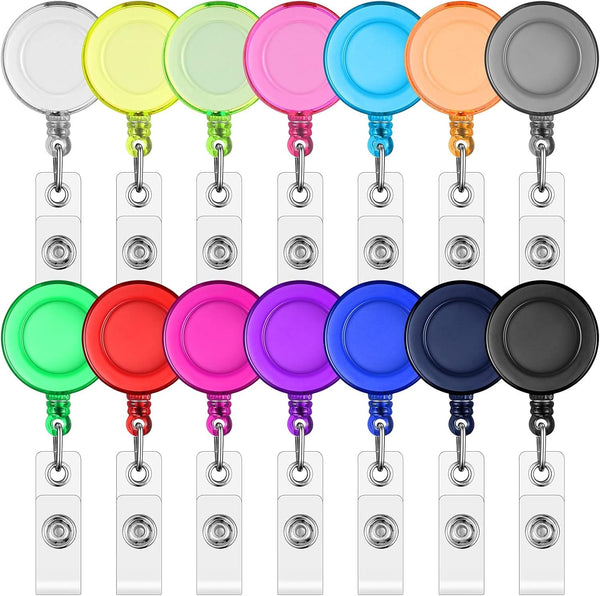 30PCS Retractable Badge Holders ID Card Reel Clips Key Ring Security Holders