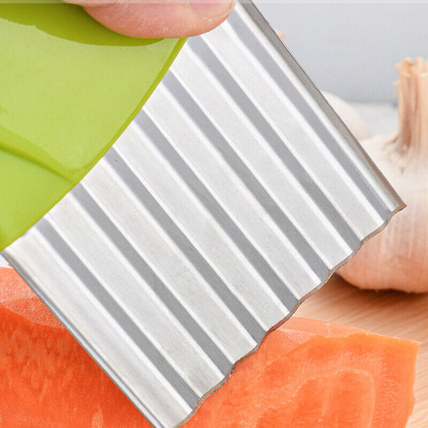 4x Stainless Steel Crinkle Cutter Wavy Vegetable Potato Chip Slicer Knife Blade