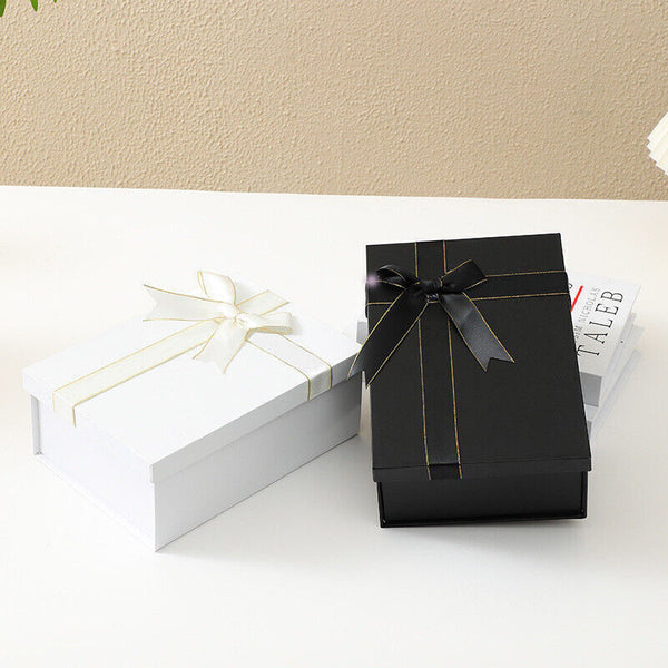 5PCS Elegant Folding Gift Box with Ribbon Bow One-Piece Shoe Apparel Box 22*16cm