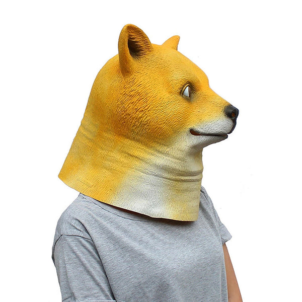 1X Dog Latex Head Mask Creepy Animal Halloween Costume Theater Creepy Party Toys