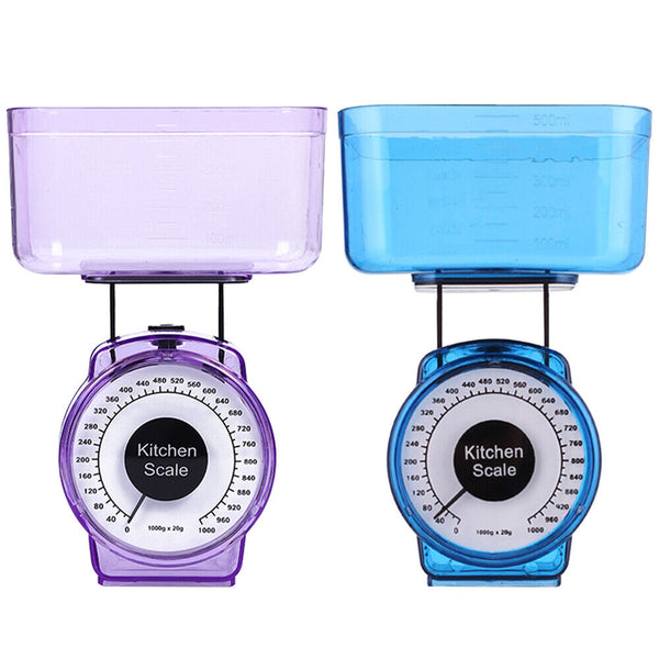 1kg Food Baking Mechanical Kitchen Dial Cook Bake Tool Scale Compact Bowl