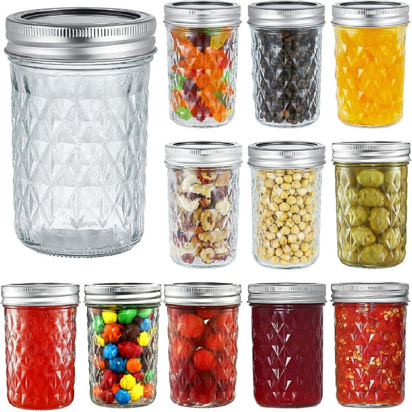 Mason Jars Canning Kit - 6x 500ml Glass Preserving Jars with Lids, Funnel, Rack & Tongs
