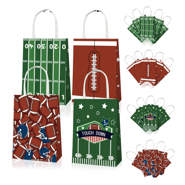 24X Rugby Themed Kraft Paper Tote Bags Durable 150g Kraft Paper for Sports Fans