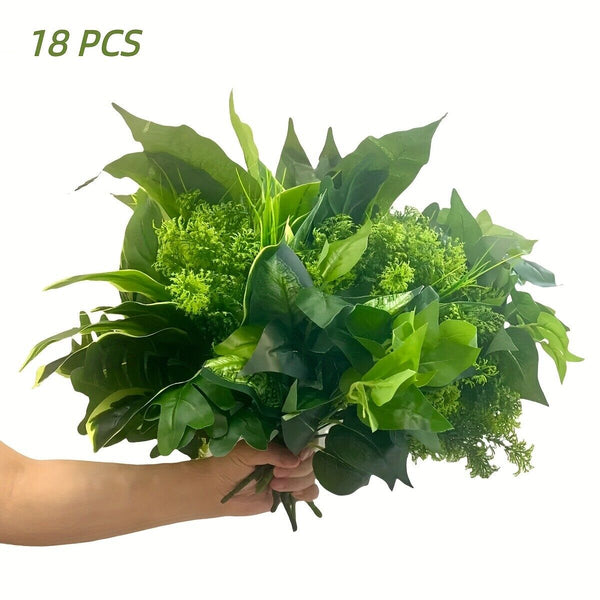 18Pcs Outdoor Artificial Plants UV Resistant Real Touch Fake Greenery Stems Faux