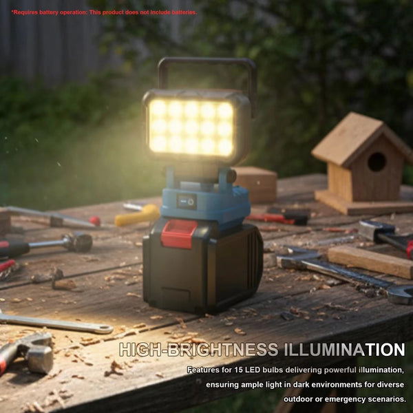 For Milwaukee Battery 18V LED Work Light Workshop Flashlights Camping Torch 2USB