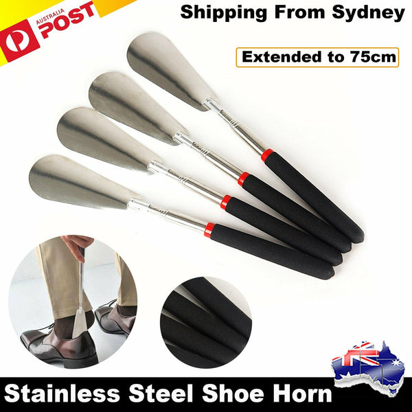 3PCS 75cm Telescopic Long Handle Shoehorn Stainless Steel Shoe Horn Lifter Tool