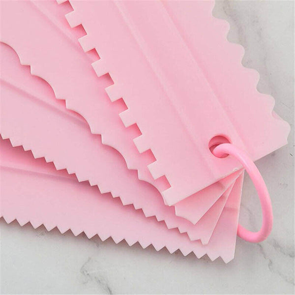 4Pcs Cake Decorating Icing Smoother Edge Frosting Scraper Comb Pastry Spatulas