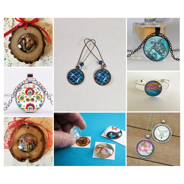 30-300X Cabochons Clear Glass Dome Flat Back Round Transparent 12x4mm Jewellery