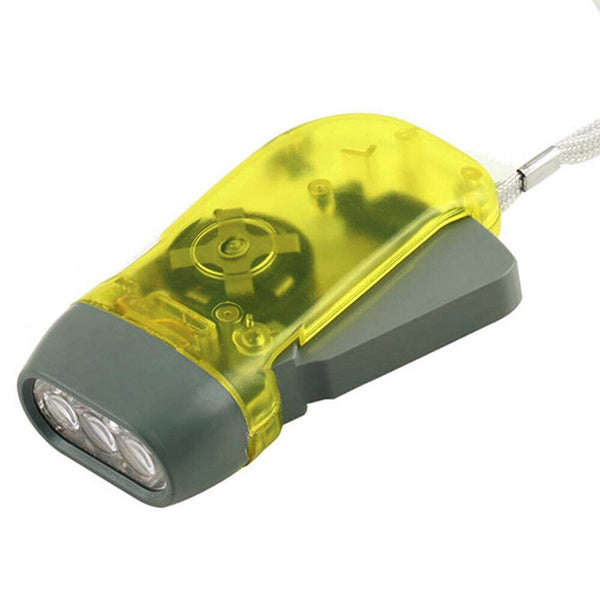 3LED Lamp Torch Hand Press Crank Camping Lights Wind Up Flashlight Emergency