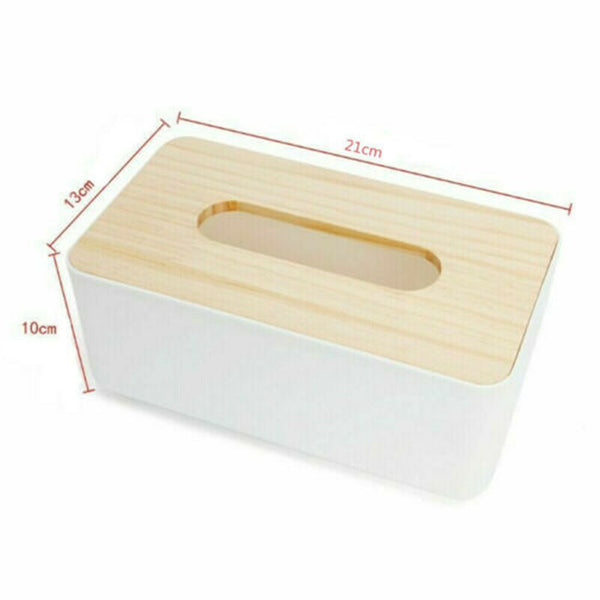 2x Tissue Box Dispenser Paper Storage Holder Napkin Case Organizer Wooden Cover