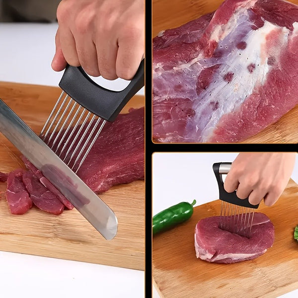 3PCS Food Slicing Assistant Onion Holder Vegetable Meat Cutter Guide Tool