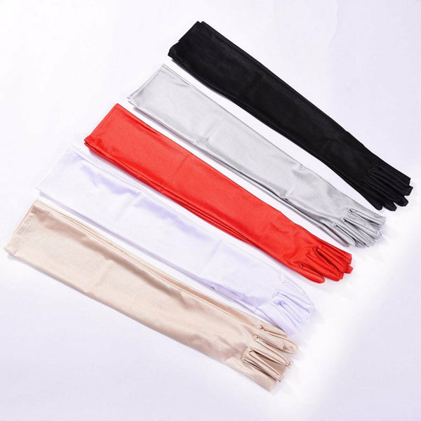 Ladies Long Satin Gloves Opera Costume Bridal Party Prom Wedding Womens Classic