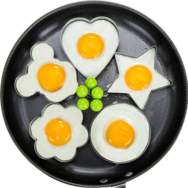 5X Fried Egg Mould Egg Rings Stainless Steel Metal Ring Pancake Frying Shape AUS