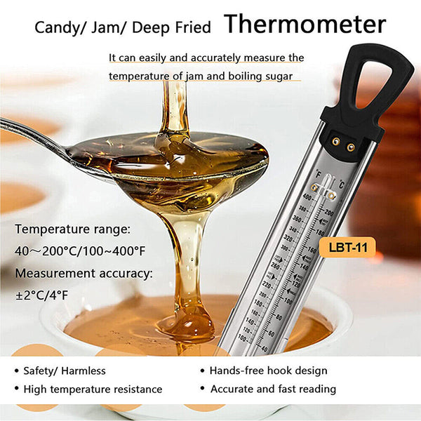 2PCS Stainless Steel Cooking Thermometer Candy Jam Milk Kitchen Thermometer
