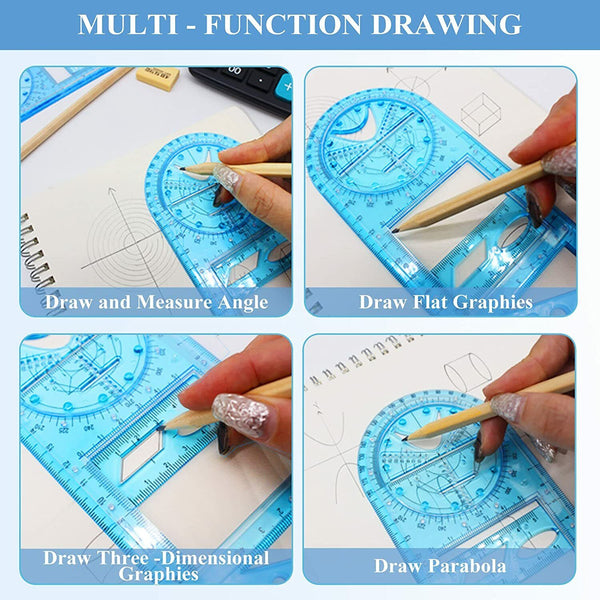 Multifunctional Geometric Ruler Student Mathematics Drawing Tools School Office
