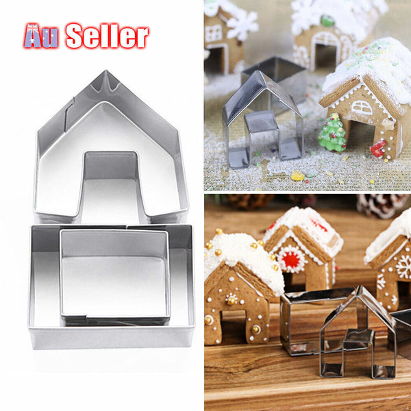 3PCS Gingerbread Christmas Stainless Steel Cutter Set House Cookie Mold Xmas