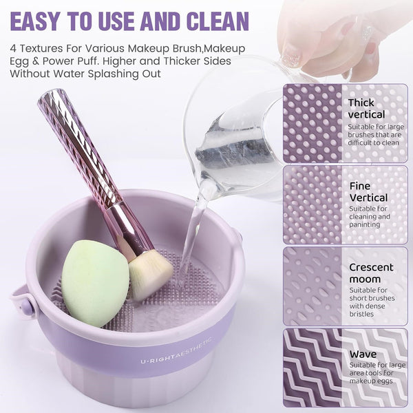 3PCS Silicone Makeup Brush Cleaner Bowl Cosmetic Brush Washing Scrubber Mat