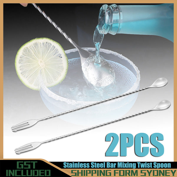 Stainless Steel Bar Wine Cocktail Mixing Twist Stirring Spoon Long Handle Drink