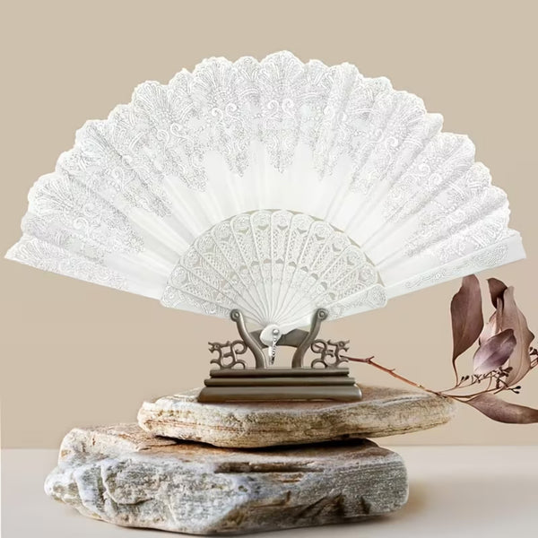 10PCS White Folding Hand Fans Wedding Party Dance Costume Decoration Accessories