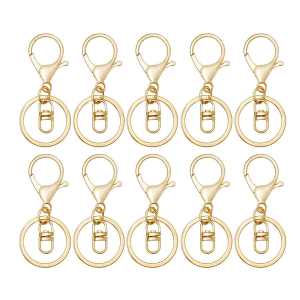 10x Gold Swivel Lobster Clasp Trigger Clip Key Ring Keychain Split Ring DIY AU