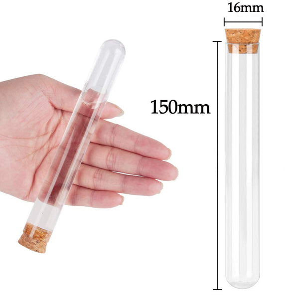 50PCS Clear Plastic Test Tubes with Cork Stoppers Wedding Favor Candy Bottles