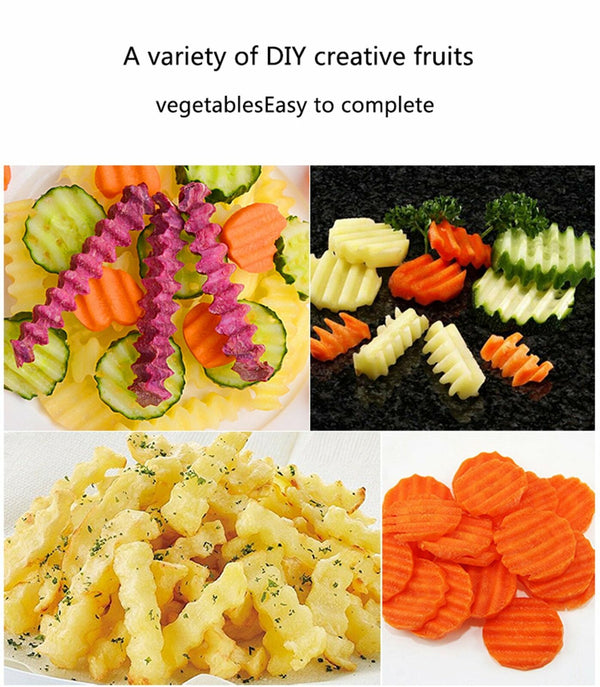 2x Stainless Steel Crinkle Cutter Wavy Vegetable Potato Chip Slicer Knife Blade